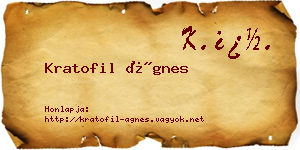 Kratofil Ágnes névjegykártya